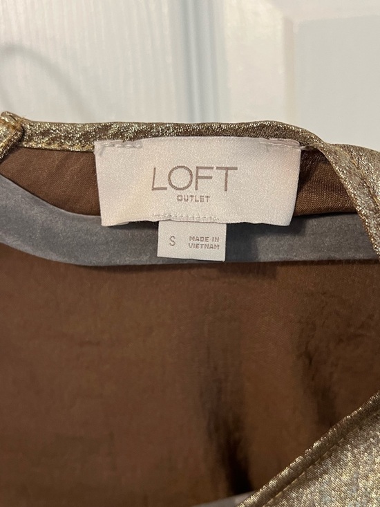 LOFT Metallic Gold Long-Sleeve Blouse - Picture 4 of 5